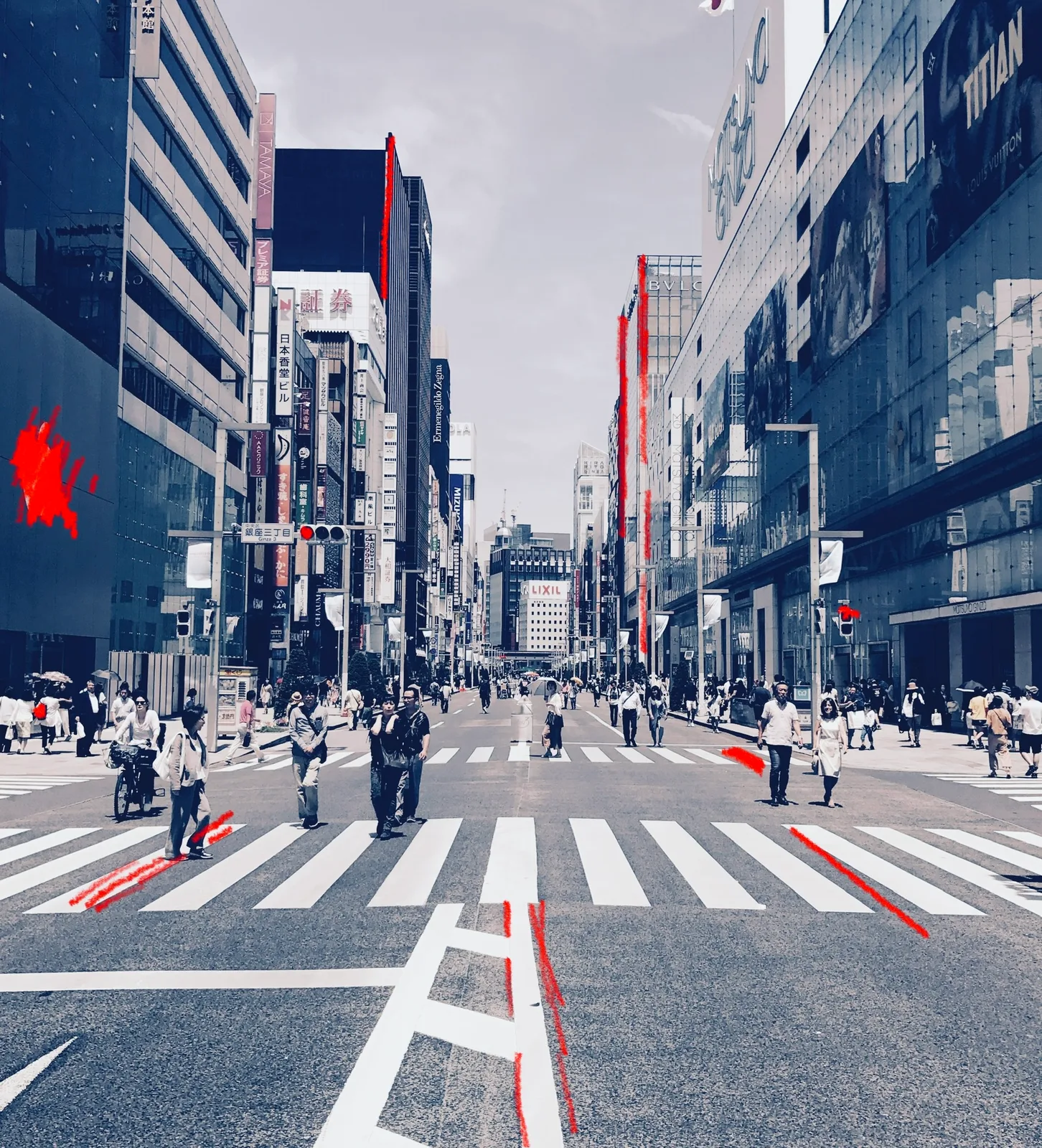 Traced lines in tokyo - #redtrafficlines