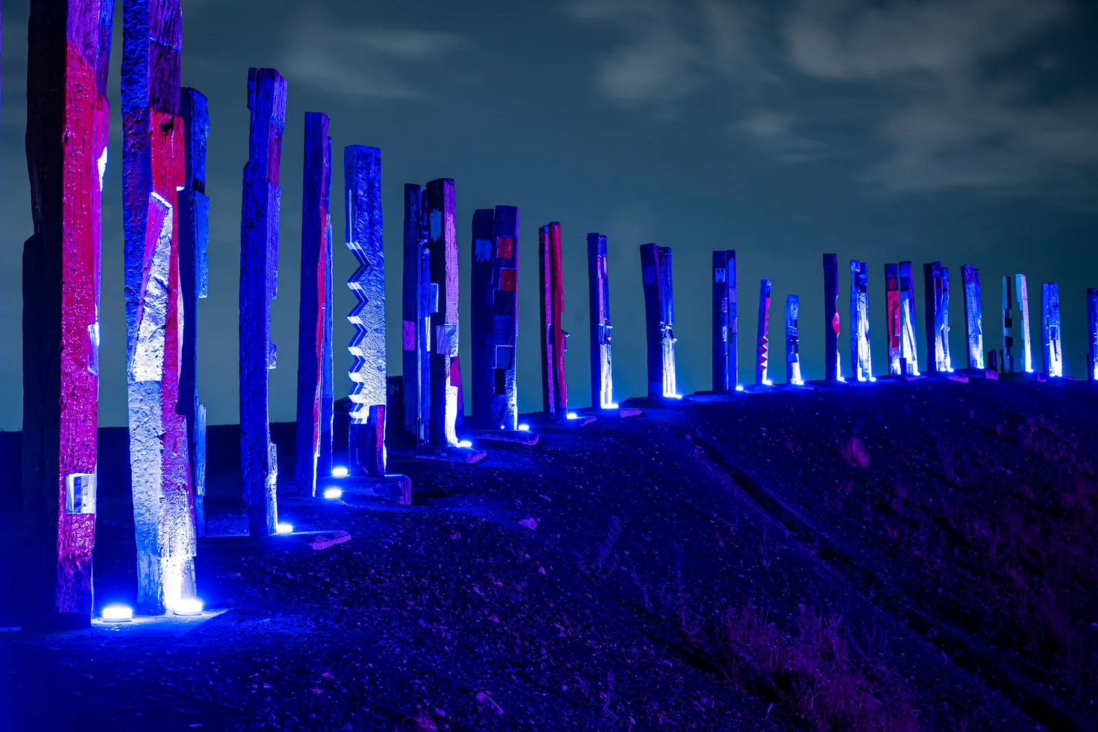 Lichtkunstinstallation auf der Halde Haniel